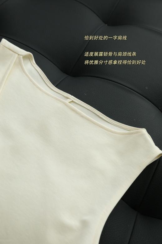 致Z*同款一字领纽结收腰遮腹显瘦无袖连衣裙 商品图14