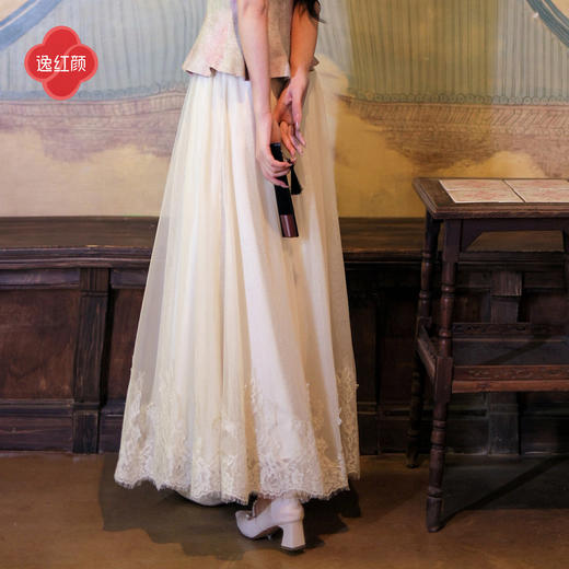 逸红颜《凝若》2026年夏新款月漫蕾丝双层网纱拼接大摆半身长裙女 商品图3