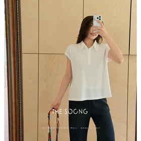 THESOONG|"温柔钩花"新品女装极简无袖白色polo衫背心上衣女9012