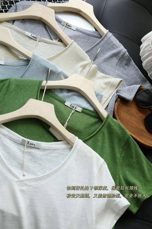 高支竹节棉  女士LakeV领T 商品图12
