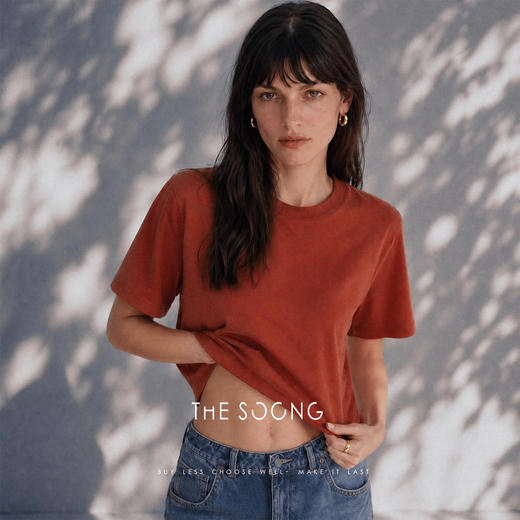THESOONG|新品极简高支全棉炒盐水洗做旧短袖T恤上衣女9026 商品图1