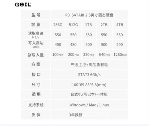 【OUSM】金邦 R3 SSD固态硬盘  2.5英寸固态硬盘 SATA3接口 4T 商品图1
