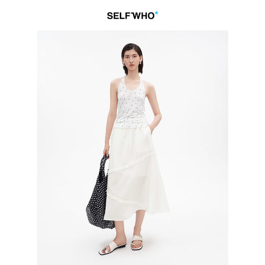 SELFWHO天丝混纺真两件波点挂脖背心女2026夏新款V领叠穿无袖上衣 商品图2