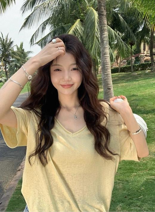 高支竹节棉  女士LakeV领T 商品图3