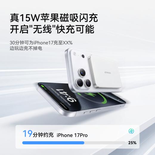 【新国标新品】Anker安克 Air+ 超薄磁吸充电宝 15W真无线快充 10000mAh 3C认证 可上飞机 A1113 商品图5