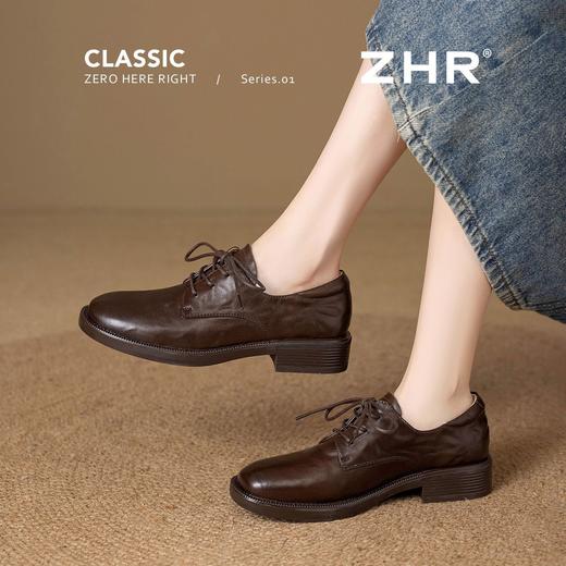 ZHR则则【头层羊皮】手抓纹妈妈单鞋女2026新款时髦洋气平底单鞋 商品图2