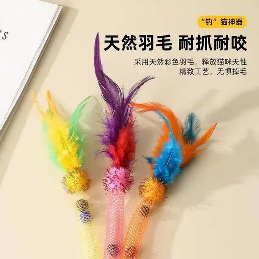 批发逗猫棒弹力网管蛇形逗猫玩具铃铛猫薄荷逗猫杆逗趣互动猫玩具 商品图3