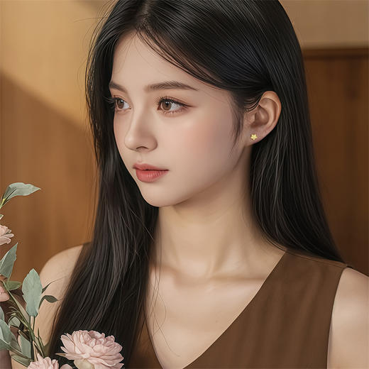 【新品首发】足金黄金炫彩星星耳钉 520女士礼物送女友MEMORA诗普琳LE496401（线上专款） 商品图1