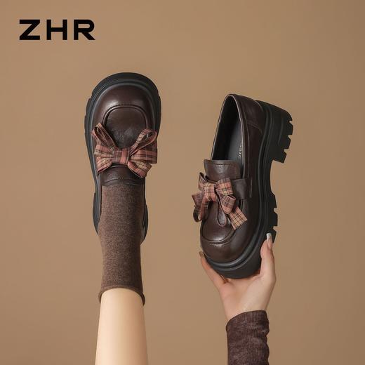 【巨显高6cm】ZHR则则复古厚底乐福鞋2026新款蝴蝶结饰扣百搭单鞋 商品图7