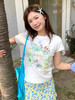 西遇2026夏新款圆领短袖T恤女清新植物花卉印花宽松休闲百搭上衣E0060270 商品缩略图3