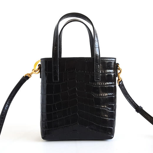 【95新】YSL圣罗兰712367黑金鳄鱼压纹mini tote托特包手提单肩包女士300426NJS24 商品图4