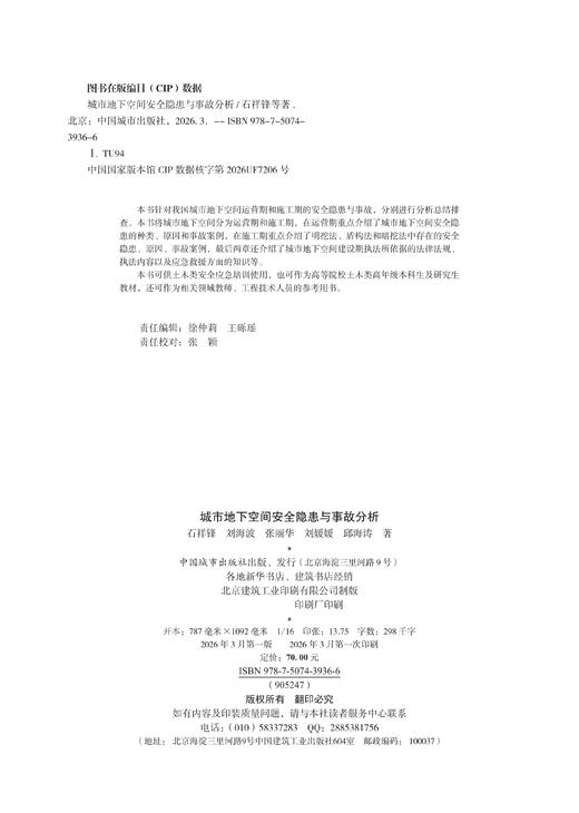 城市地下空间安全隐患与事故分析 商品图3