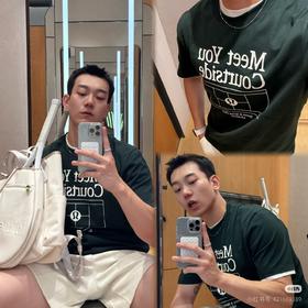 露露Heavyweight男女同款棉混纺印花大标短袖T恤