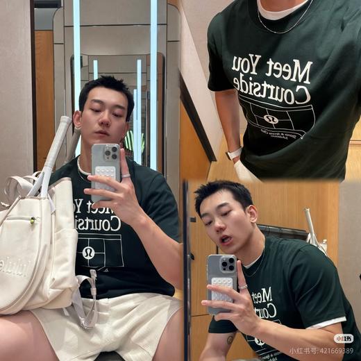 露露Heavyweight男女同款棉混纺印花大标短袖T恤 商品图0