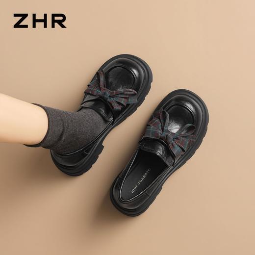 【巨显高6cm】ZHR则则复古厚底乐福鞋2026新款蝴蝶结饰扣百搭单鞋 商品图3