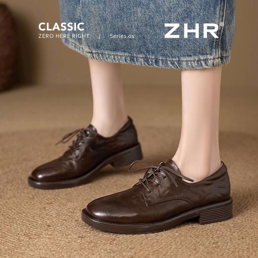 ZHR则则【头层羊皮】手抓纹妈妈单鞋女2026新款时髦洋气平底单鞋 商品图3