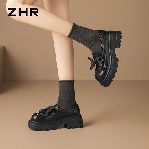 【巨显高6cm】ZHR则则复古厚底乐福鞋2026新款蝴蝶结饰扣百搭单鞋 商品图5