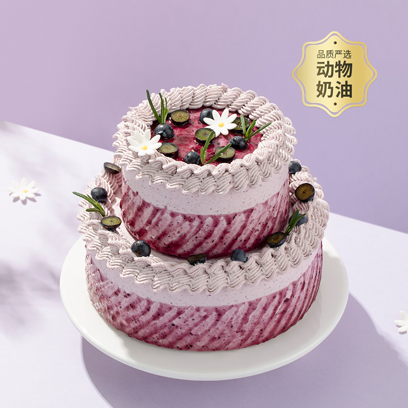 【蓝莓鲜果乐园】春日鲜果蛋糕，鲜爽蓝莓解腻，蛋糕胚松软绵密，酸甜交织，甜而不腻，一口尽享清新酸甜（今日特惠）