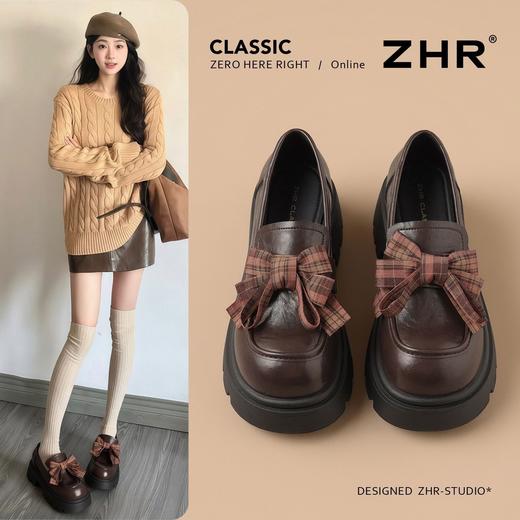 【巨显高6cm】ZHR则则复古厚底乐福鞋2026新款蝴蝶结饰扣百搭单鞋 商品图1
