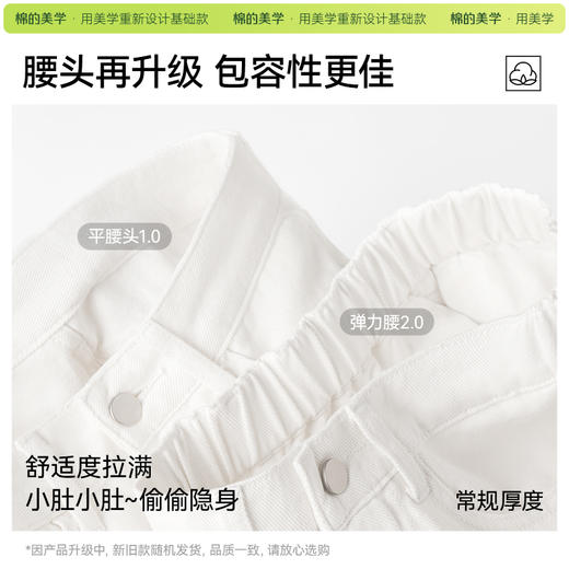 「棉的美学」纯棉肌理白色牛仔裤女秋季新款休闲百搭显瘦窄版直筒裤 商品图1