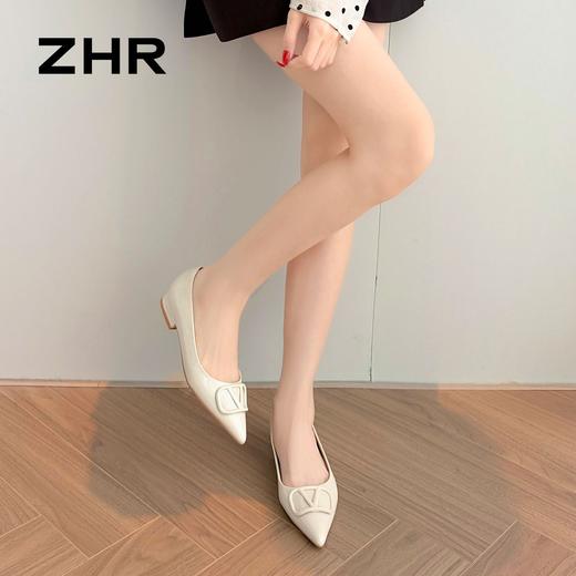 ZHR则则法式尖头裸色平底单鞋女2026春季新款通勤一脚蹬舒适女鞋 商品图8
