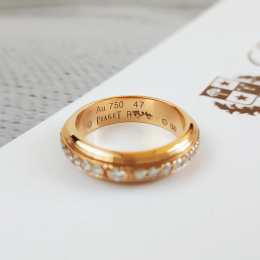 【天然正品】AU750玫瑰金时尚经典定制款时来运转满钻排镶戒指47号040526NJT17 商品图5