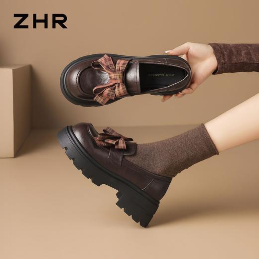 【巨显高6cm】ZHR则则复古厚底乐福鞋2026新款蝴蝶结饰扣百搭单鞋 商品图8