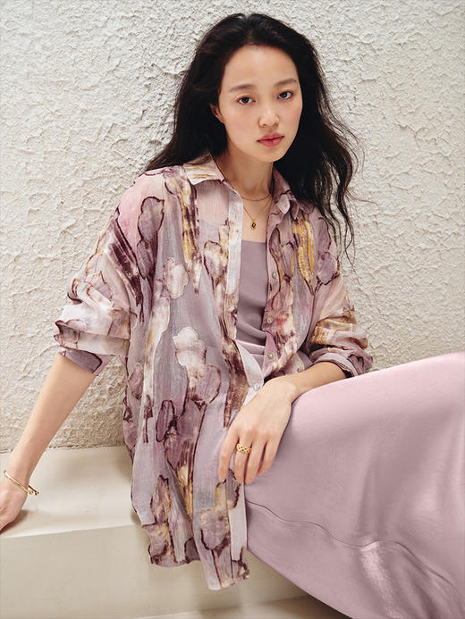 春日晚霞 定制手工喷染工艺oversize长袖衬衫FCG2SHT050 商品图0