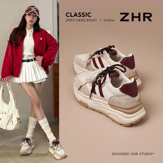 【头层猪皮】ZHR复古厚底阿甘鞋女2026春季运动鞋增高老爹鞋 商品图0