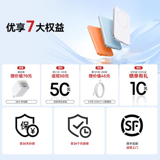 【新国标新品】Anker安克 Air+ 超薄磁吸充电宝 15W真无线快充 10000mAh 3C认证 可上飞机 A1113 商品图1