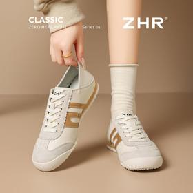 ZHR舒适百搭德训鞋2026春夏新款增高两穿女鞋休闲平底小白鞋