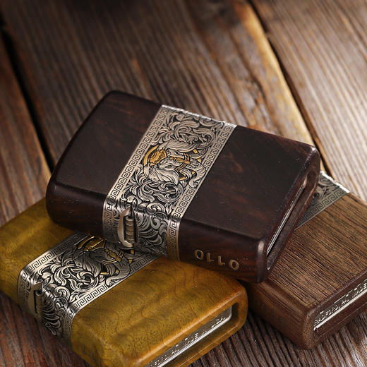 2401100005 Zippo 【如意吉象】打火机正版煤油黄金樟镶嵌大象高档木质礼盒收藏 商品图3