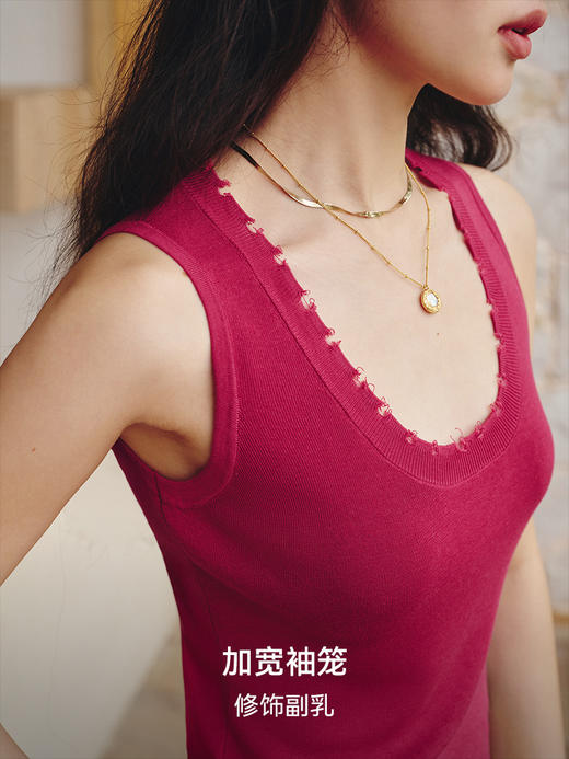 夏天必备 不规则毛边圆领背心FCG2WST074 商品图2