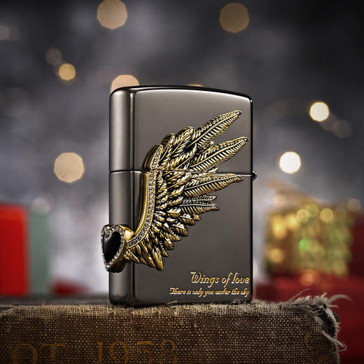 TM8895955112 Zippo 打火机黑冰爱情之翼三面徽章宝石黑冰正版进口送男友生日礼物 商品图2