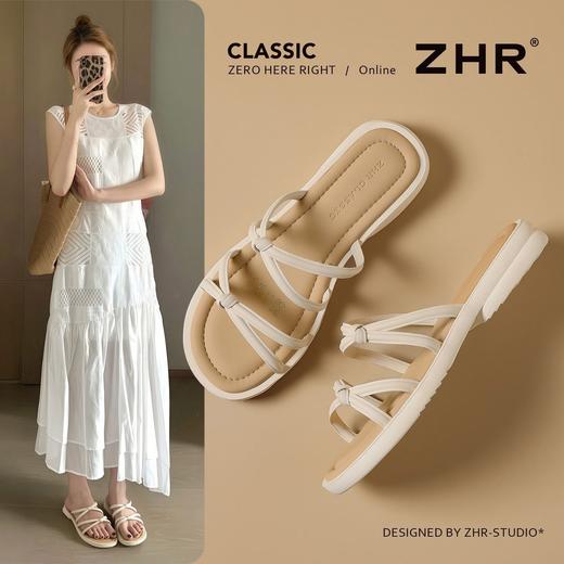 ZHR则则法式厚底增高一字拖鞋外穿2026夏季新款百搭细带女鞋时尚 商品图0