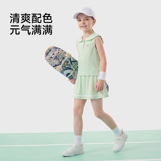 【中童运动套装】英氏儿童套装女童夏季新款背心短裙运动翻领半身裙运动风网球服 商品图4