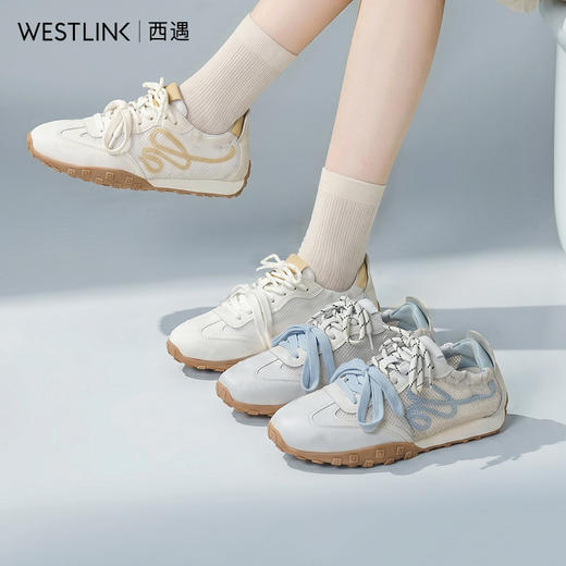 西遇网面透气德训鞋女2026新款夏季复古软底休闲板鞋阿甘运动鞋V0066449 商品图0