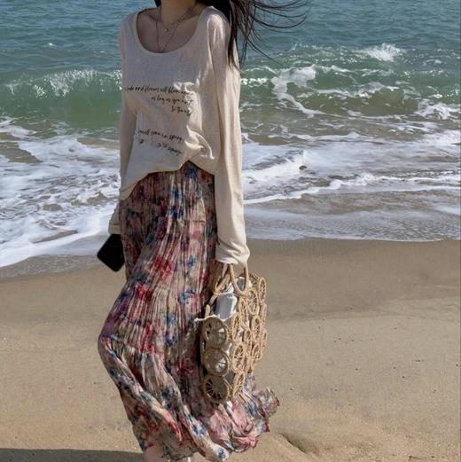 绝美海边穿搭！莫奈花园百褶半身裙 商品图0