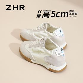 ZHR【头层猪皮】多巴胺内增高德训鞋女新款阿甘鞋显高运动休闲鞋