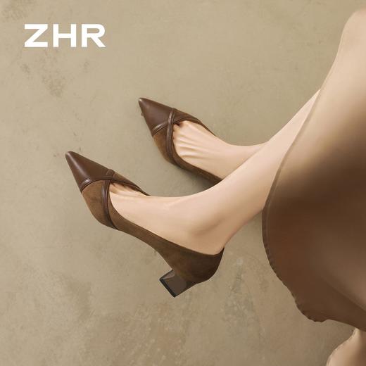 ZHR则则【羊皮垫】粗跟浅口通勤高跟鞋单鞋2026春季新款小皮鞋女 商品图8