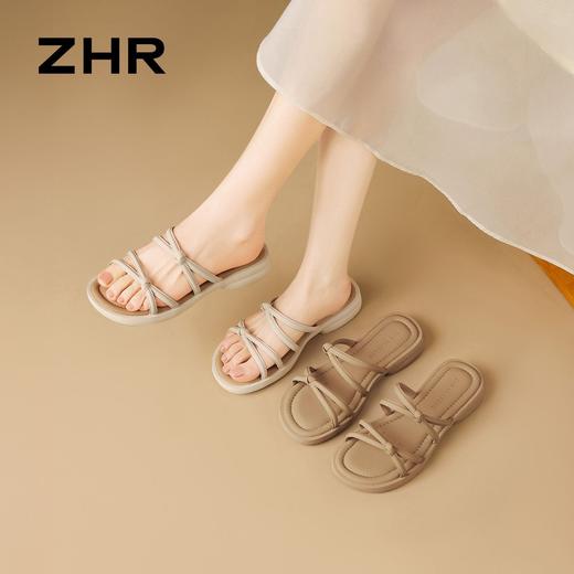 ZHR则则法式厚底增高一字拖鞋外穿2026夏季新款百搭细带女鞋时尚 商品图2