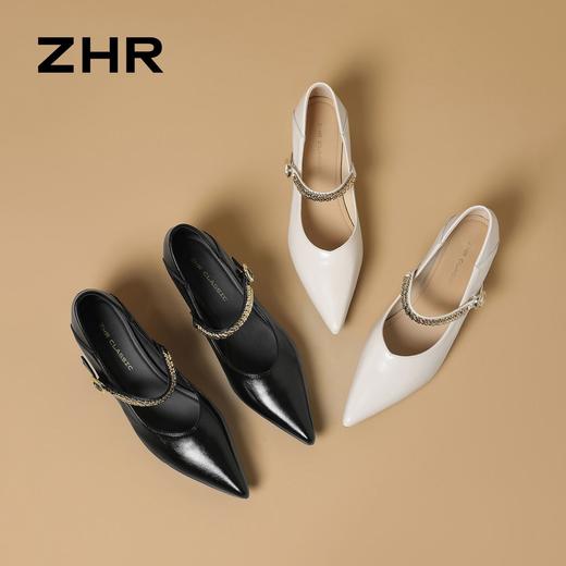 ZHR则则金属链条玛丽珍鞋女鞋2026新款时尚气质尖头单鞋增高显瘦 商品图9