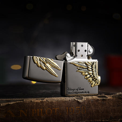 TM8895955112 Zippo 打火机黑冰爱情之翼三面徽章宝石黑冰正版进口送男友生日礼物 商品图3