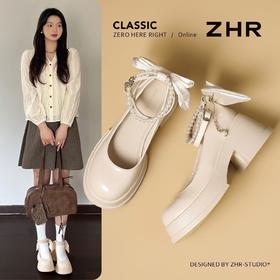 ZHR则则法式浅口粗跟高跟鞋女鞋2026夏季新款百搭玛丽珍鞋单鞋jk