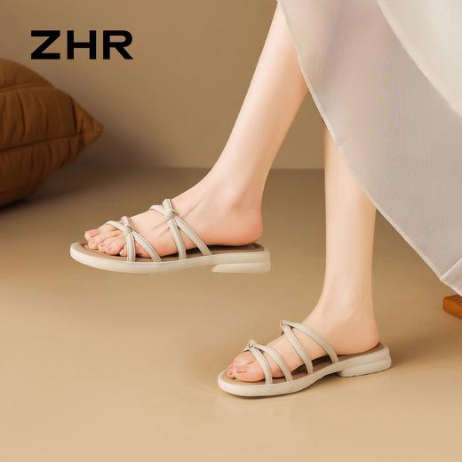 ZHR则则法式厚底增高一字拖鞋外穿2026夏季新款百搭细带女鞋时尚 商品图3