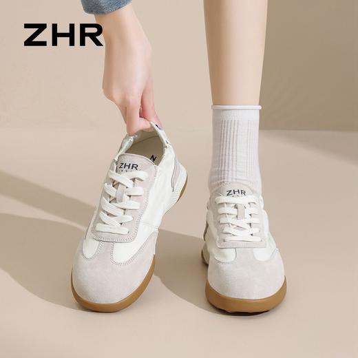 ZHR【头层猪皮】多巴胺内增高德训鞋女新款阿甘鞋显高运动休闲鞋 商品图7