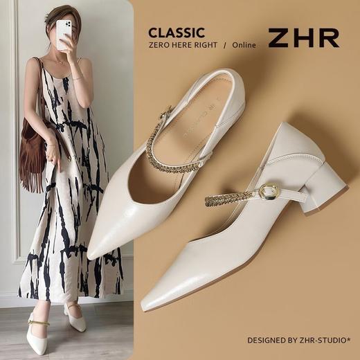ZHR则则金属链条玛丽珍鞋女鞋2026新款时尚气质尖头单鞋增高显瘦 商品图0