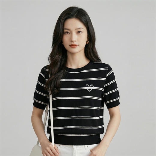 【夏季女装丨奢姿雅经典冰丝针织短袖T恤】M-2XL码可选，面料凉爽透气，款式简约高级，日常出街，通勤，旅行等多场景穿搭都合适 商品图10