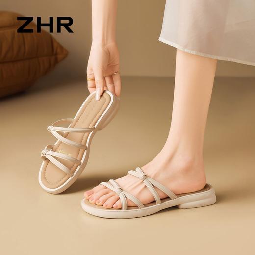ZHR则则法式厚底增高一字拖鞋外穿2026夏季新款百搭细带女鞋时尚 商品图5