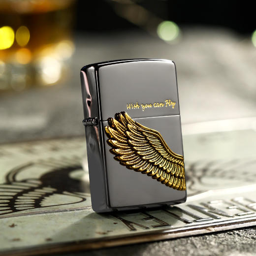 TM8895955116 Zippo 【飞得更高】正版打火机徽章黑冰贴章进口送男友老公生日礼物 商品图1